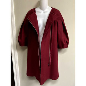 BCBG MaxAzria‎ Burgundy Wool Blend Stylish Oversized Cape Coat~M